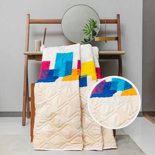 100 % Cotton AC Blankets, 3 layered Cotton Quilts & Dohar for Single / Double Bed - Venus Beige
