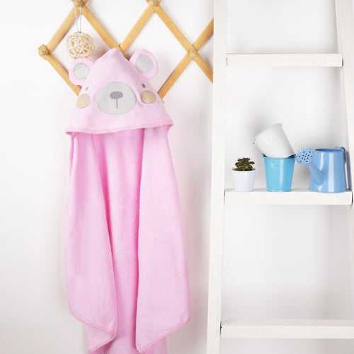 Pink Bear Hooded Towel