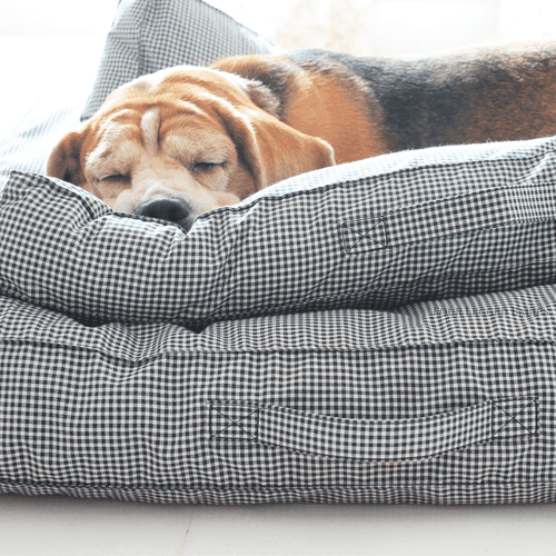 Square Gingham Luxurious Dog Bed Removable Cotton Cover & Machine Washable Bed For Daily Use