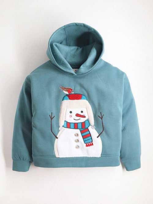 Teal Full Sleeve Hoodie For Kids