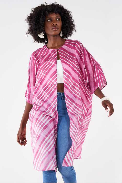 Leher Pink Sheer Open Jacket