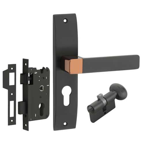 IPSA Ink Iris Handle Series on 8" Plate CYS Lockset with 60mm Coin and Knob - Matte Finish BRG