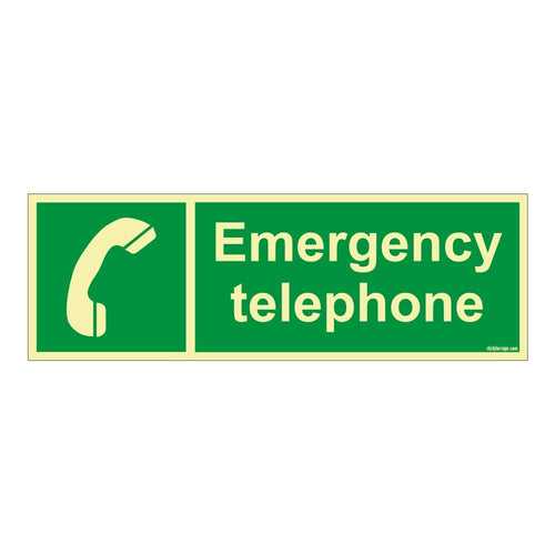 Glow In The Dark Emergency telephone Safety Sign Board For Walls and door
