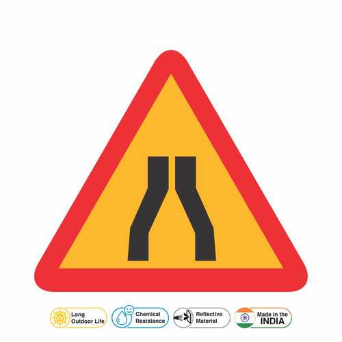 Reflective Road Widens Cautionary Warning Sign Board