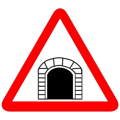 Reflective Tunnel Ahead Cautionary Warning Sign Board