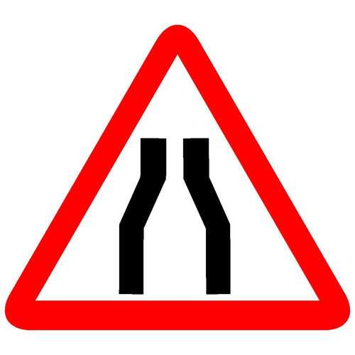 Reflective Narrow Road Ahead Cautionary Warning Sign Board