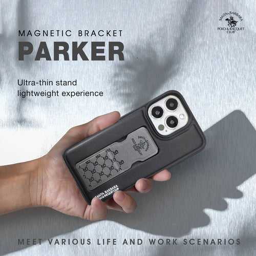 iPhone 13 Pro Max Parker Magnetic Bracket Genuine Santa Barbara Leather Case