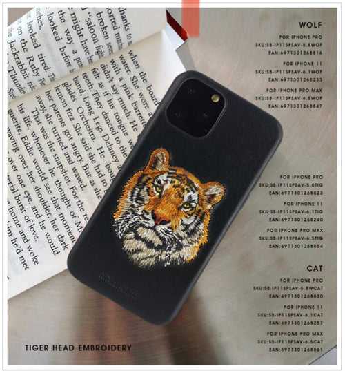 iPhone 13 Savanna Series Genuine Santa Barbara Leather Case - Tiger