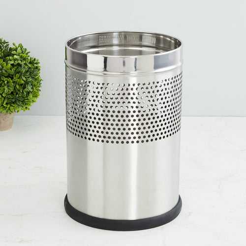 Parasnath Stainless Steel Half Perforated Dustbin, 6L - 7 X 11 Inch