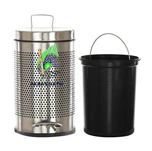 Parasnath Stainless Steel Round Perforated Pedal Dustbin With Plastic Bucket (8''X13''- 7 Liter)