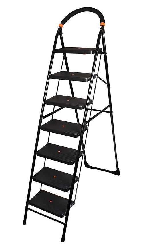 PARASNATH Black Diamond Heavy Folding Ladder With Wide Steps 7 Steps 7.3 Ft