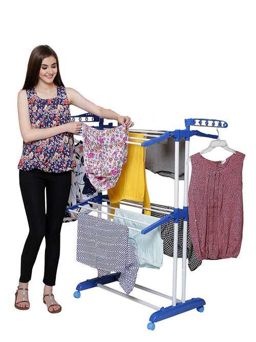 PARASNATH Prime Steel Mini Poll Clothes Drying Stand with Breaking Wheel System- Made in India