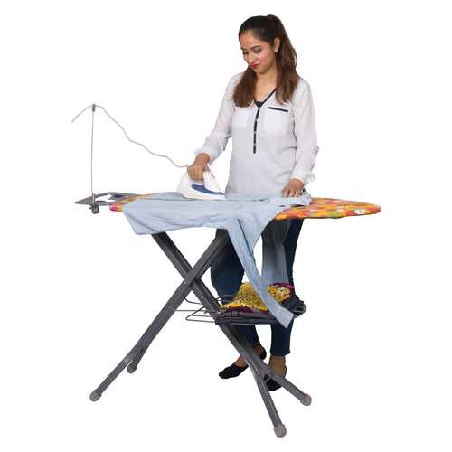 Parasnath Prime Square Steel Mash Wire Folding Ironing Board with Tray/Wire Manager and Aluminised Surface-Multi Colour (Made in India)