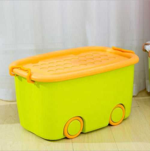 PARASNATH Rolling Storage Container Box (GreenYellow Colour)- 45 Litre Super Large With Wheels Size (59X39X30 cm)