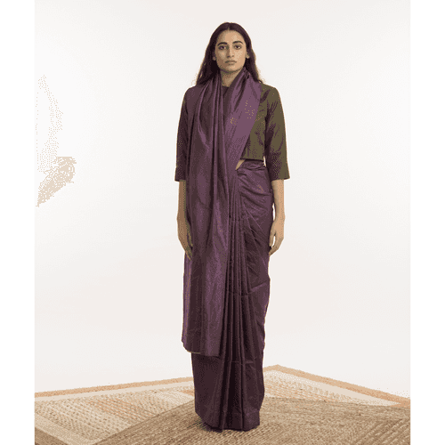 Akaaro: Purple Circle Silk Saree