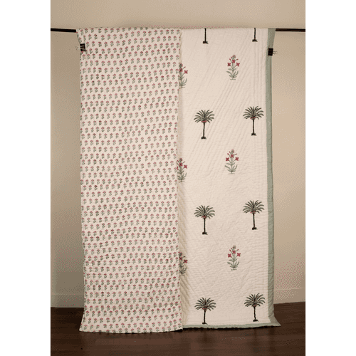 Jaipur Razai - Set of 2 Reversible Single Quilts (Palm Tree)
