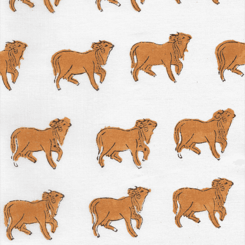 Pichvai Cows : Hand-block Printed Fabric (Sanganeri)