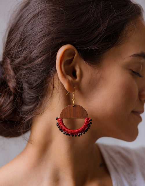 Crescent Moon Earrings ~ Red