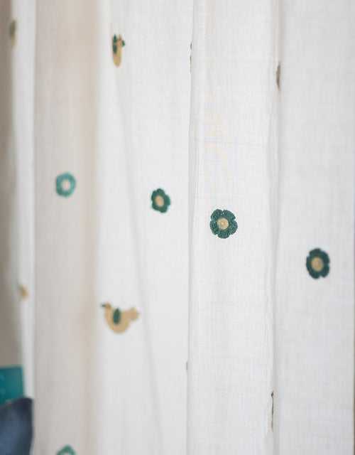 Prakriti Door Curtain ~ Crochet  Birds ~ Light Grey