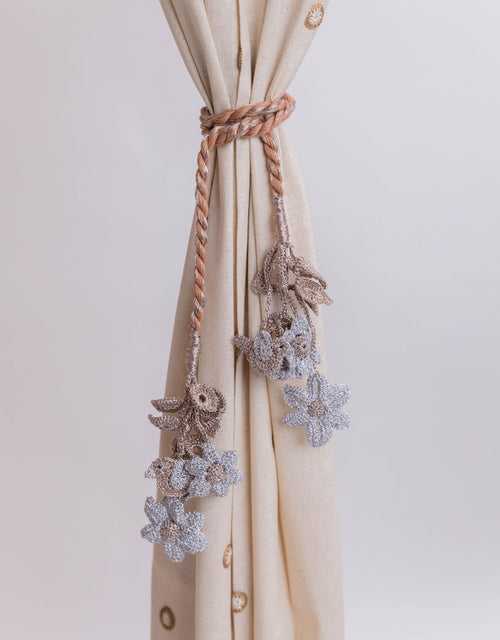 Curtain Tie Backs Set ~ Kono Metallic Flowers & Birds
