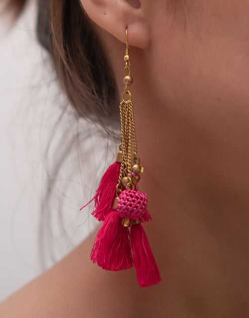 Swing Earrings ~ Fuchsia Tassel