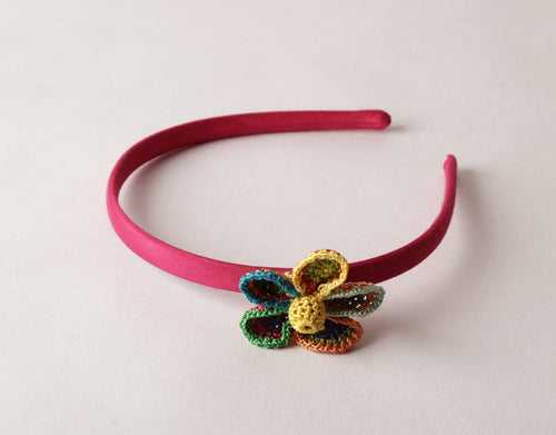 Multicoloured Crochet Flower Aluminium  ~ Pink