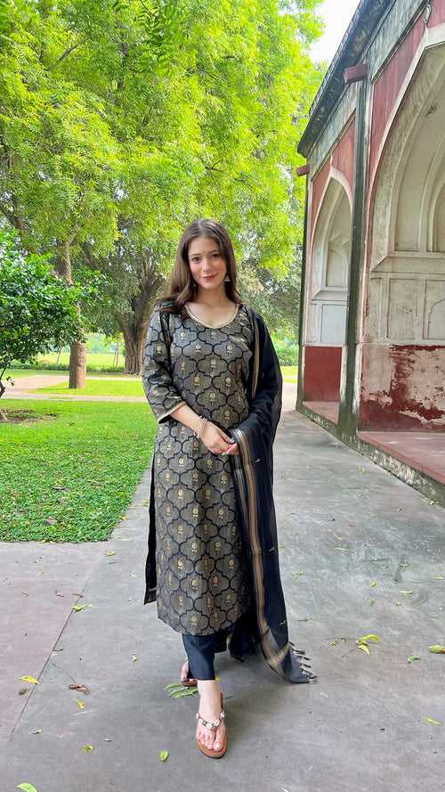 Black Chanderi Suit Set