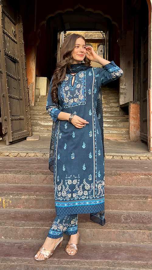 Gauri Blue Kurta Set Without Dupatta