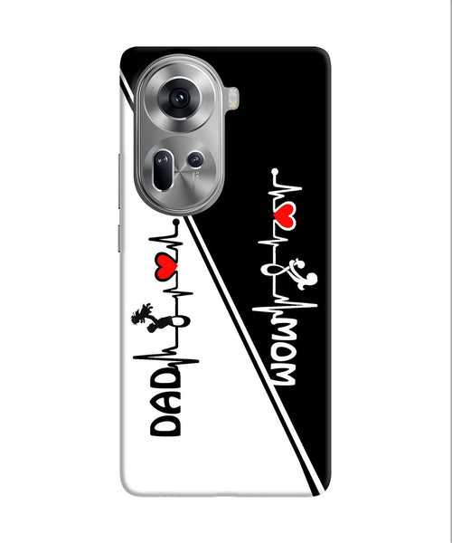 Mom dad heart line black and white Oppo Reno11 Back Cover
