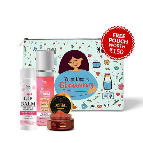 Red Side Lipcare Kit (Tinted Lip Balm, Lip Scrub, SPF 15 Lip Serum + Get a FREE Pouch)