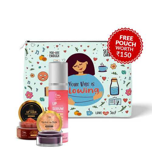 Lipcare Trip Kit | Complete Lip Care with (Lip Balm, Lip Scrub, Lip Serum + Get a FREE Pouch)