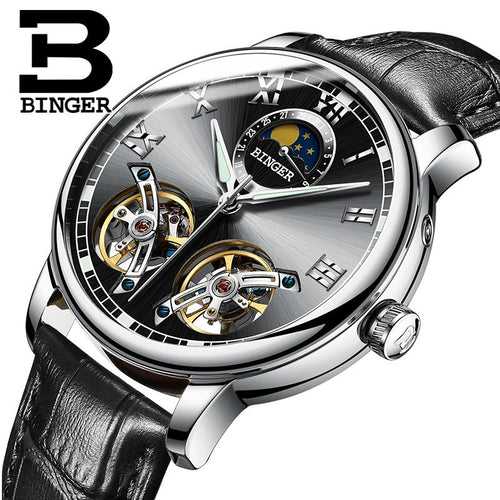 Binger Swiss Double Tourbillon Mechanical Watch Men B 8607