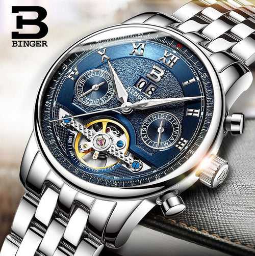 Binger Swiss Sapphire Tourbillon Watch Men B 8603