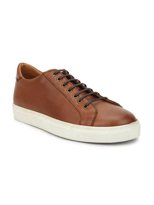 JOE SHU Men's Tan Leather Sneaker