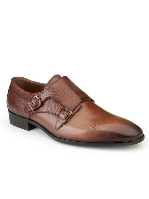 JOE SHU Men's Formal Leather Double Monk Brogue