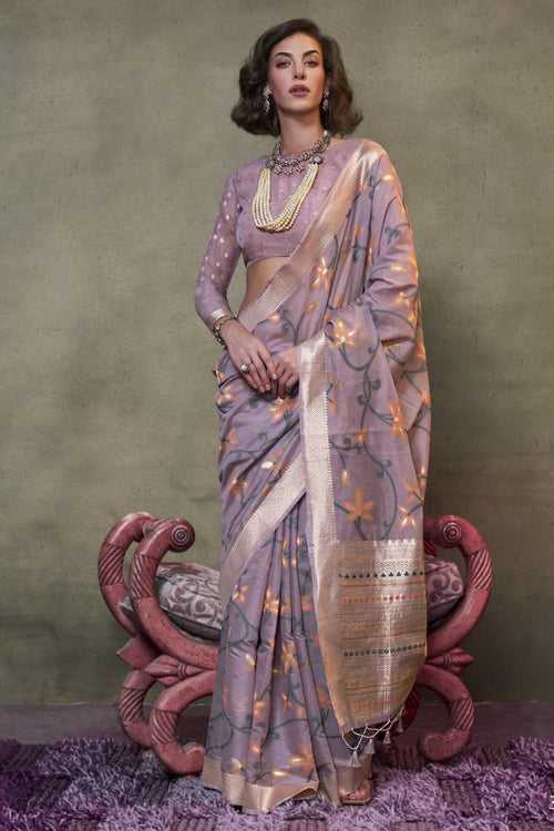 Mountbatten Purple Handloom Jamdani Saree