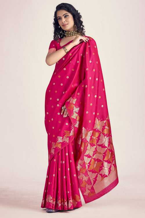 Maroon Flush Pink Banarasi Designer Saree
