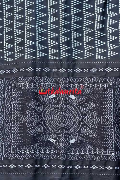 Black Chita Khandua Silk Saree