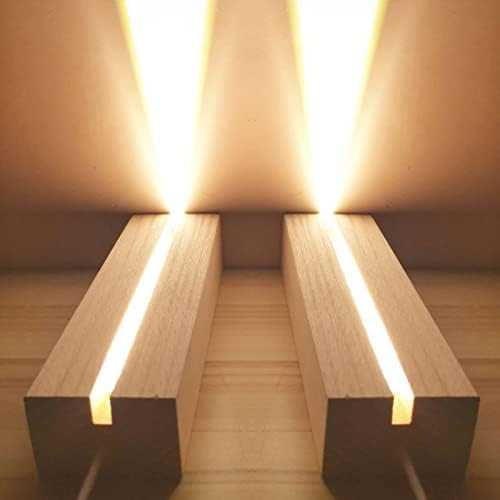 SNOOGG Heavy Duty Sagwan Wood LED Light Display Lamp Base Stand for Acrylic and Plexiglass, Wooden LED Table Lamp for Home 3D Laser Crystal Glass Resin Art. Warm White Light 10 INCH