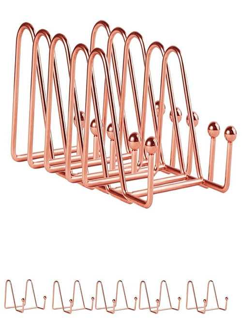 SNOOGG 6 inch Pack of 5 Display Stands Rose Gold Plate Stands Metal Frame Holder Stand for Picture, Photo Easel, Artistic Work Display Stand, for Resin Art.