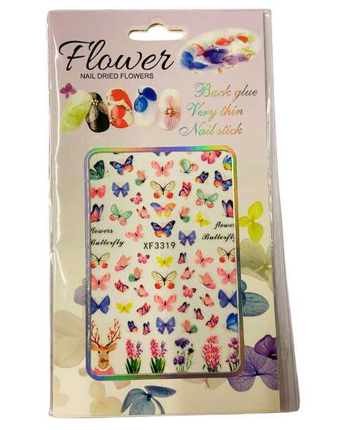 BLUE GREEN PINK BUTTERFLY NAIL ART STICKER size : 4.25—3 Pack :80 pcs