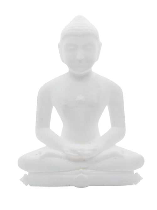 SNOOGG 3D White 3 inch Mahaveer Jain Mahavir Swami Murti Statue Idol Sculpture Figurine. for use in Your cart and Craft Creation, Resin Art, D