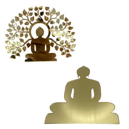 SNOOGG 2 type of Golden Acrylic cutout SIZE 2.5 INCH of 24 Thirthankar Lord Mahavir swami pack of 2