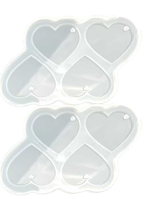 Snoogg Pack of 2 Silicone Mold 4 Cavity 40 mm Heart Shape Keychain with Hole for Epoxy Resin Casting Resin Art for Home Decor, DIY Crafts Project and Handmade Personalized Customize Gifts