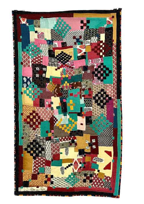 Single Contemporary Cotton Siddi Quilt: Multicolour