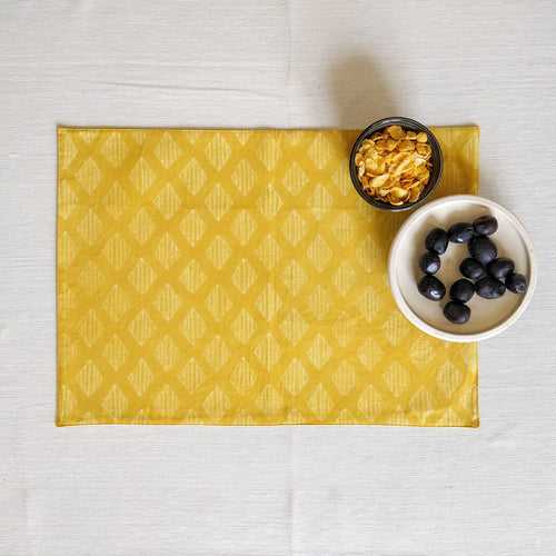 Diamond Shibori Table Mat: Set of Six: Amber Yellow