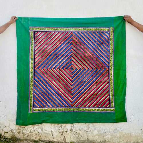 Tangram Hara Block Printed Square Tablecloth: Green