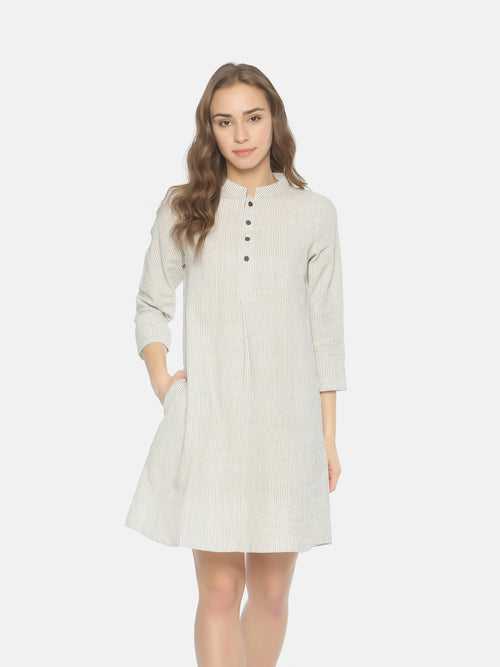 Shirt Pleat Dress - White