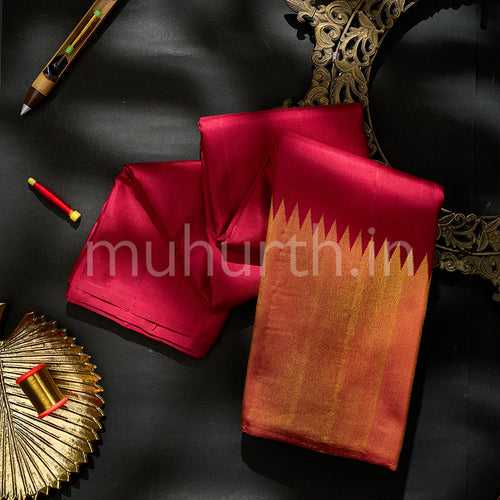 Kanjivaram Temple Rek Arakku Silk Saree