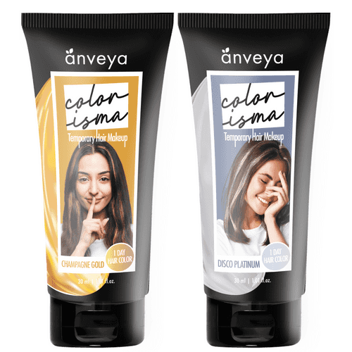 Anveya Colorisma Champagne Gold and Disco Platinum Temporary Hair Color, 30ml Each